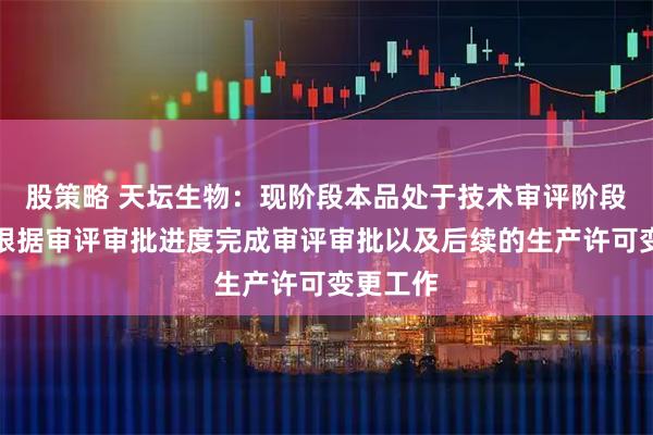 股策略 天坛生物：现阶段本品处于技术审评阶段，后续根据审评审批进度完成审评审批以及后续的生产许可变更工作