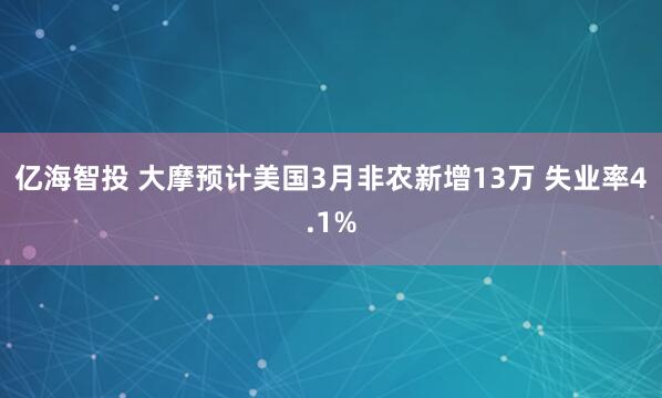 亿海智投 大摩预计美国3月非农新增13万 失业率4.1%