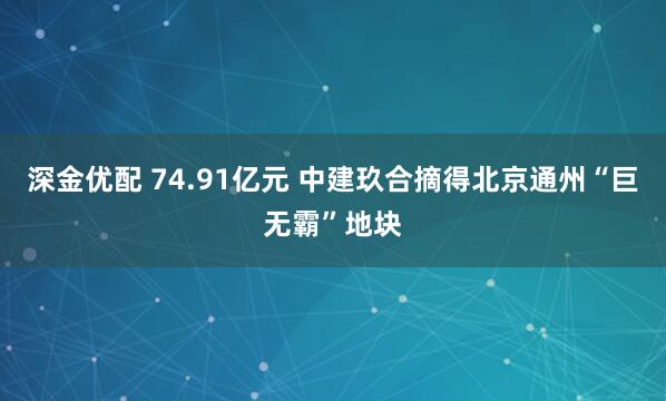 深金优配 74.91亿元 中建玖合摘得北京通州“巨无霸”地块