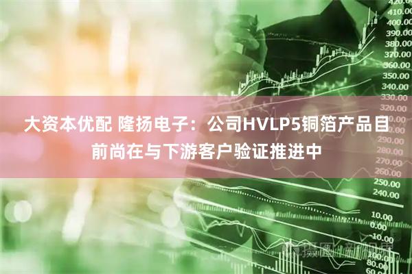 大资本优配 隆扬电子：公司HVLP5铜箔产品目前尚在与下游客户验证推进中